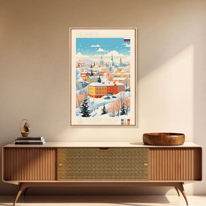 Chelyabinsk Russia Travel Poster Framed Canvas Print, Midcentury Modern Art, Pop Art Wall Decor, Home Decor, Vacation Gift, Living Room Art