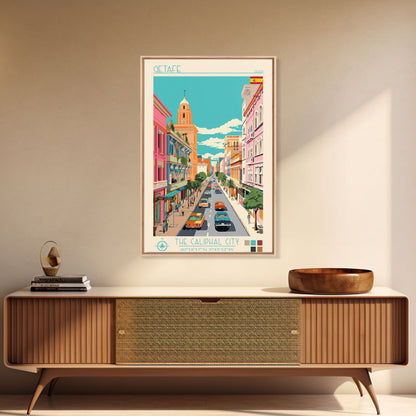 Getafe Spain Travel Poster Framed Canvas Print, Midcentury Modern Art, Pop Art Wall Decor, Scenic Wall Art, Bedroom Decoration