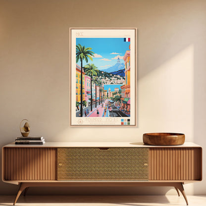 Nice France Travel Poster Framed Canvas Print, Midcentury Modern Art, Pop Art Wall Decor, Home Decor, Vacation Gift, Office Art