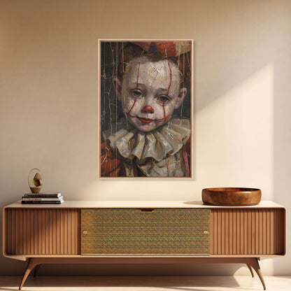 Haunting Clown with Cracked Face - Spooky Halloween Art Print - Creepy Home Decor - Scary Clown Wall Art - Perfect Halloween Decoration