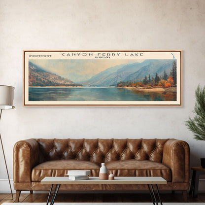 Gerahmter Leinwanddruck „Canyon Ferry Lake, Montana“, Seehaus-Kunst, Panorama-Wandbild, Reiseposter, Rustikales Seegemälde, Naturkunst