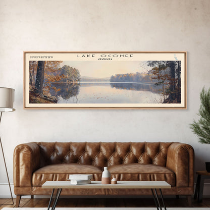 Lake Oconee Georgia Framed Canvas Print, Lake House Decor, Panoramic Wall Art, Travel Poster, Serene Landscape Painting, Living Room Decor