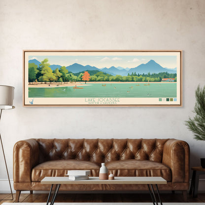Lake Jocassee South Carolina Framed Canvas Print, Panoramic Wall Art, Midcentury Modern, Pop Art, Lake House Decor, Travel Poster, Bedroom Art