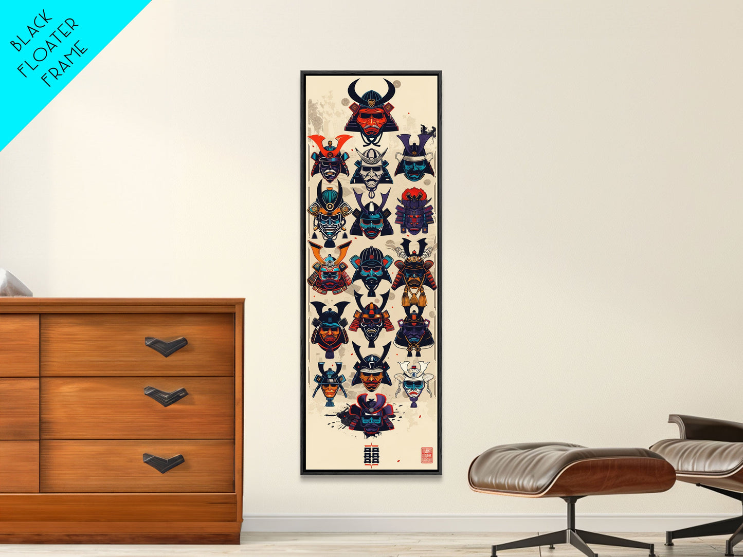 Canvas Print Traditional Japanese Samurai Helmets Collection, Intricate Details In Warrior Masks, Bold Cultural Decor For Any Space
