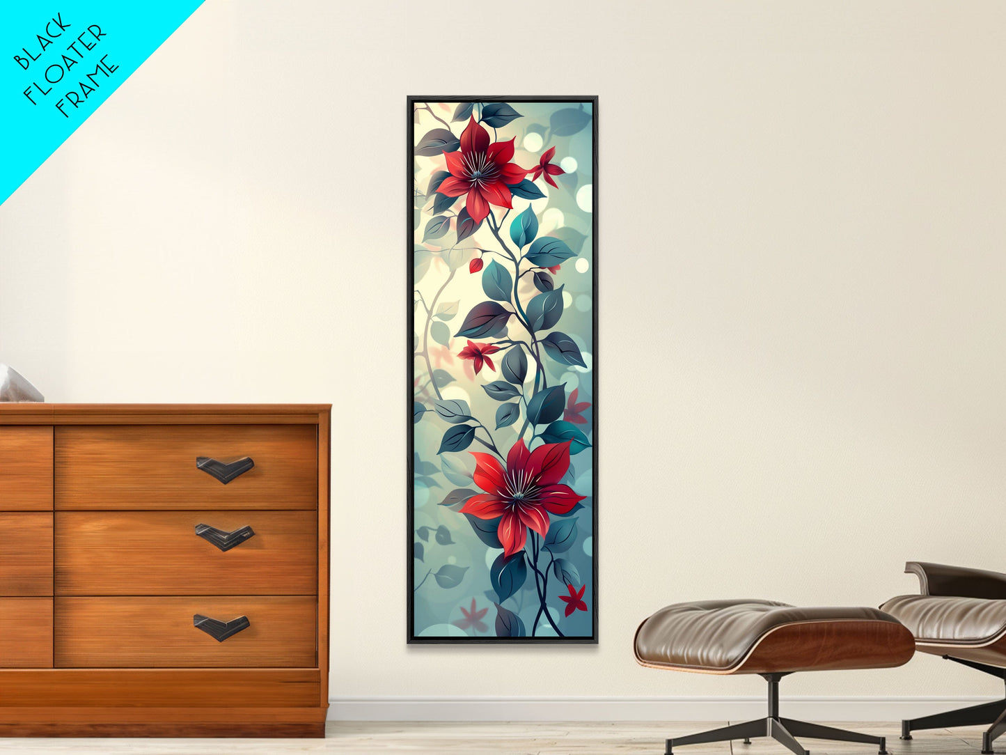 Canvas Print Vibrant Red Clematis Flowers Against Dreamy Background, Perfect For Botanical Wall Art