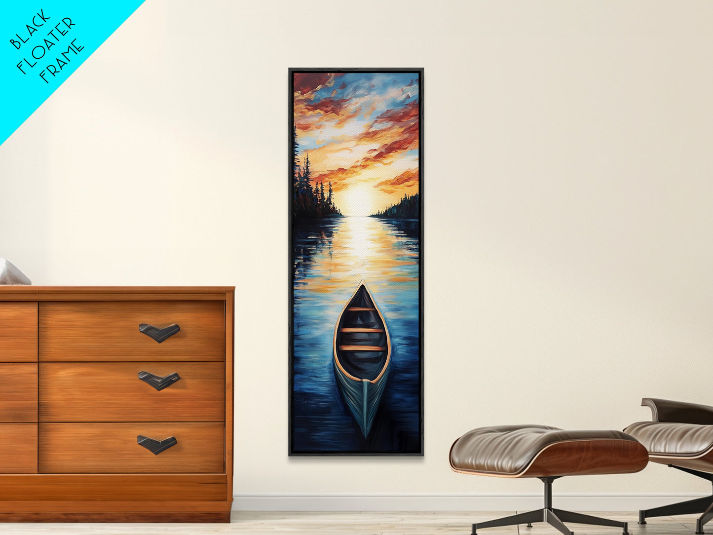 Sunset Canoe Reflection Canvas Print Coastal Landscape Art Nautical Decor Rustic Wall Art Lake Tahoe Art Above Bed Wall Art