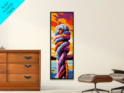 Nautical Knot at Sunset Framed Canvas Print coastal decor nautical painting ocean art coastal cowgirl wall art gift idea for her