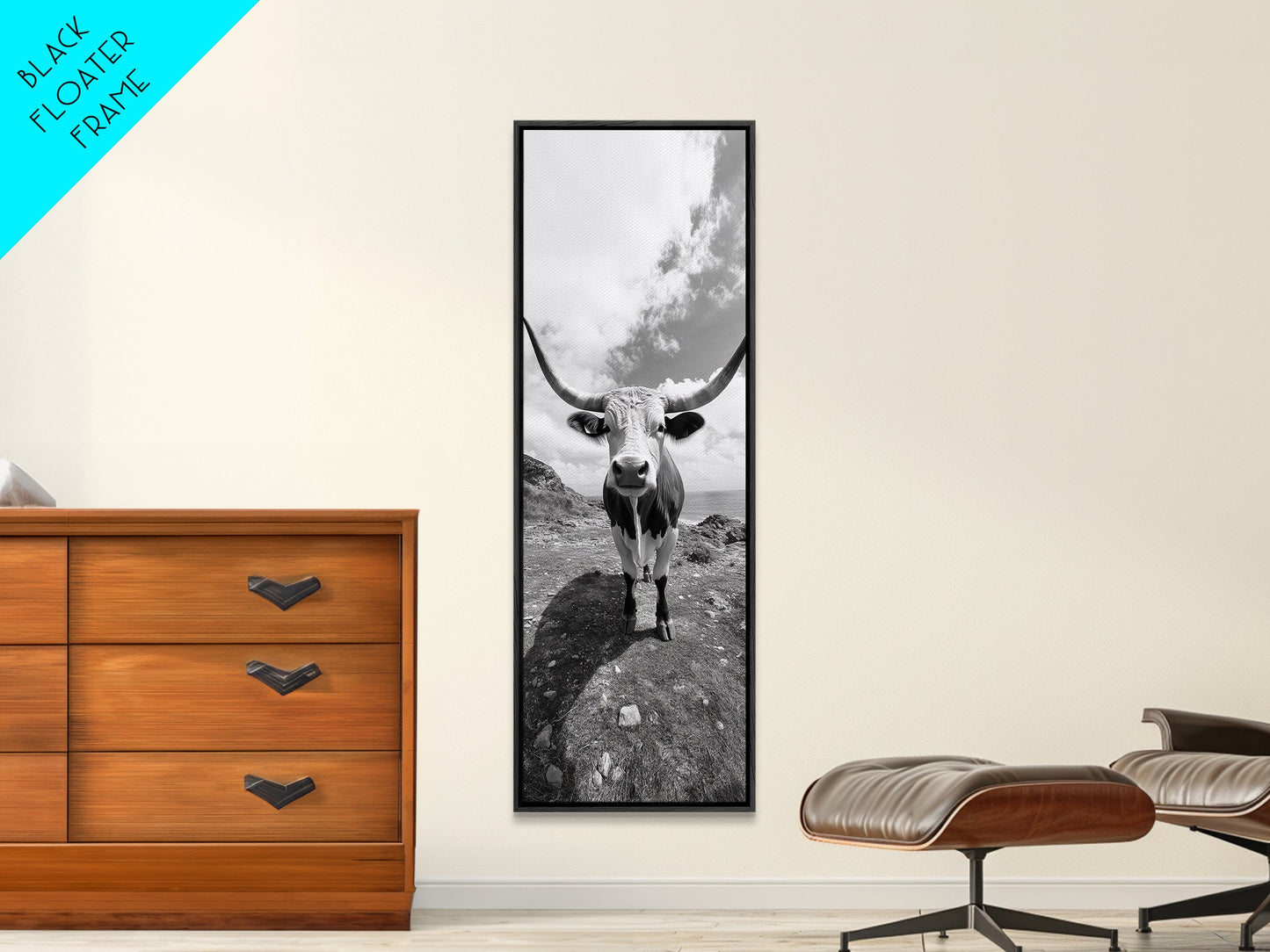 Texas Longhorn Art, Canvas Print, rustic decor, bull and bear art, cowboy western wall art, farmhouse decor, barn landscape oil painting