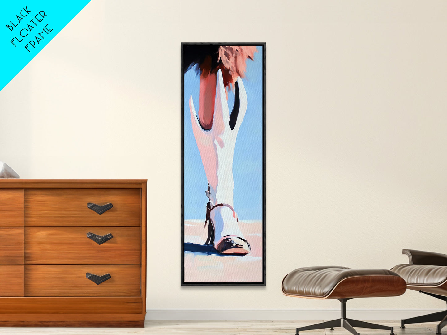 Western Boot Detail Canvas Print black cowgirl painting rustic decor farmhouse art southwest wall art wabi sabi wall art fashion art