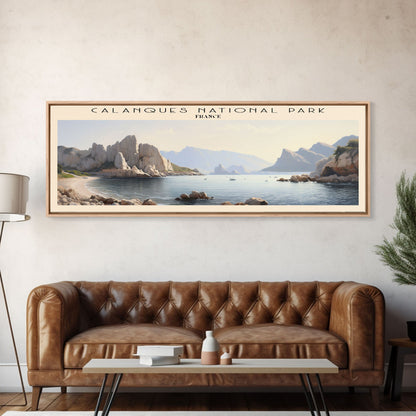 Calanques National Park COUNTRY | Framed Travel Poster Canvas Print | Trendy Wall Art | Watercolor Painting | Living Room Art | Unique Art