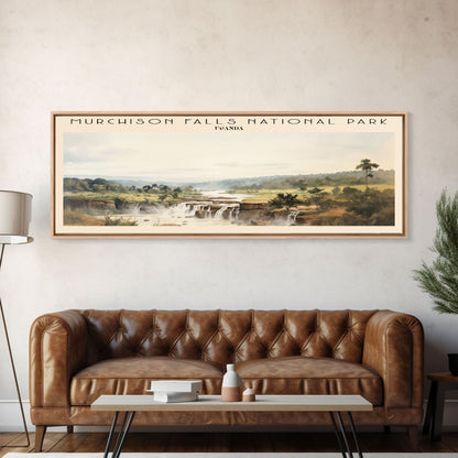 Murchison Falls Nationalpark-Reiseposter, gerahmter Leinwanddruck, Reisekunstwerk mit Landmotiv, Holzrahmen, Wandbehang, Wohndekoration