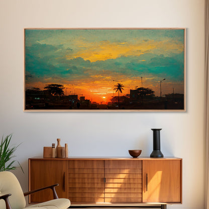 Los Angeles canvas print, sunset art, Los Angeles at Sunset, California, living room wall art, guest room wall art