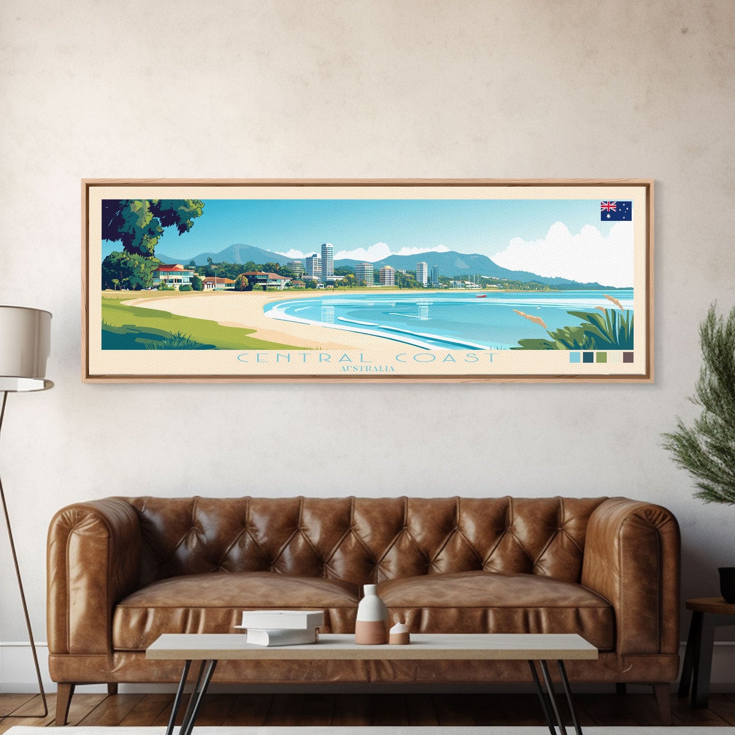 Central Coast, Australia Panoramic Travel Poster Canvas Print, Central Coast, Australia Painting, Australia Art, Central Coast Panoramic Travel Art, Travel Painting