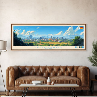 Chitungwiza, Zimbabwe Panoramic Travel Poster Canvas Print, Chitungwiza, Zimbabwe Painting, Zimbabwe Art, Chitungwiza Panoramic Travel Art, Travel Painting