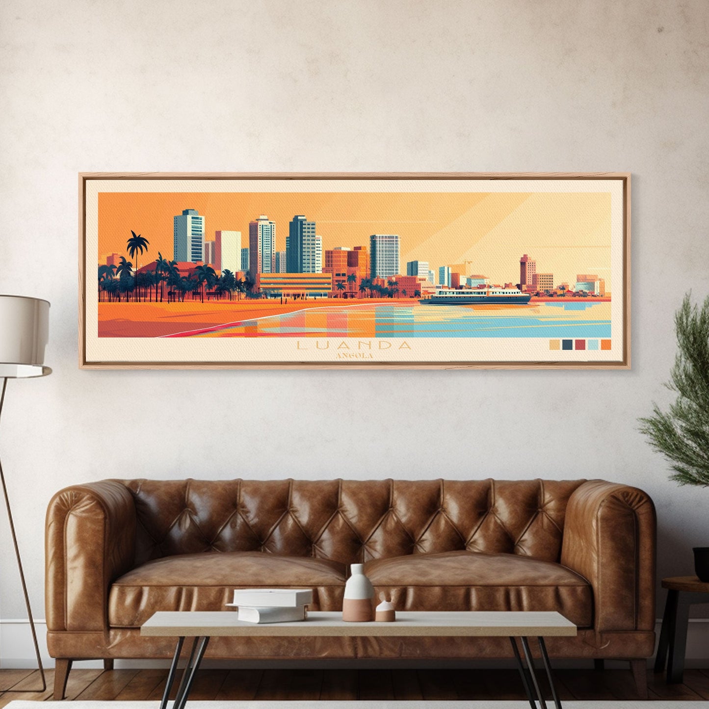Panorama-Reiseposter Luanda, Angola, Leinwanddruck, Gemälde Luanda, Angola, Angola-Kunst, Reisekunst aus Luanda, Gemälde für Gästezimmer