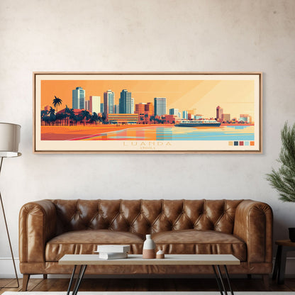 Panorama-Reiseposter Luanda, Angola, Leinwanddruck, Gemälde Luanda, Angola, Angola-Kunst, Reisekunst aus Luanda, Gemälde für Gästezimmer