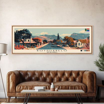 Botshabelo, South Africa Panoramic Canvas Print, Botshabelo, South Africa Painting, South Africa Art, Botshabelo Travel Poster, Travel Art, Guest Room Painting