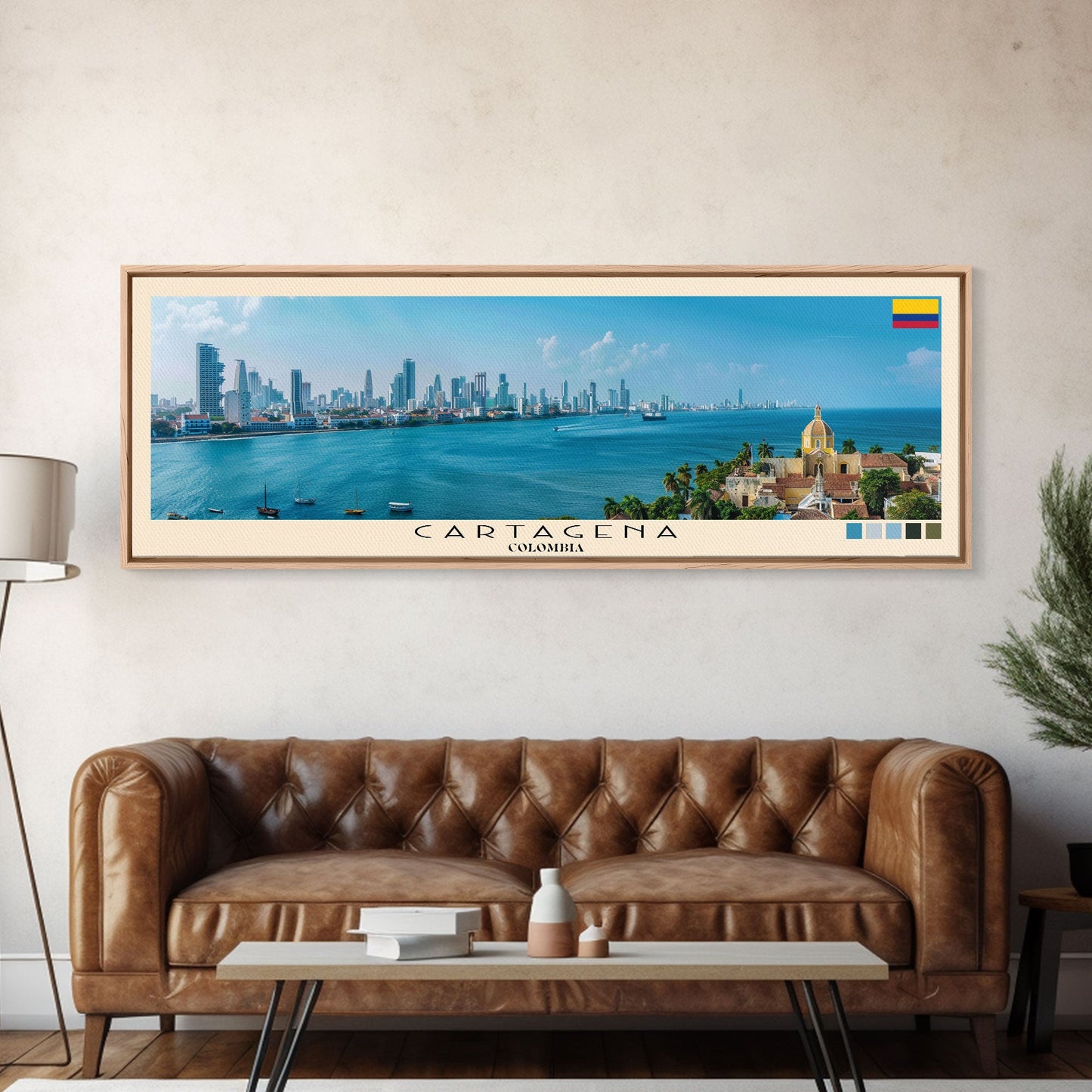 Cartagena, Colombia Panoramic Canvas Print, Cartagena, Colombia Painting, Colombia Art, Cartagena Travel Poster, Travel Art, Housewarming Gift