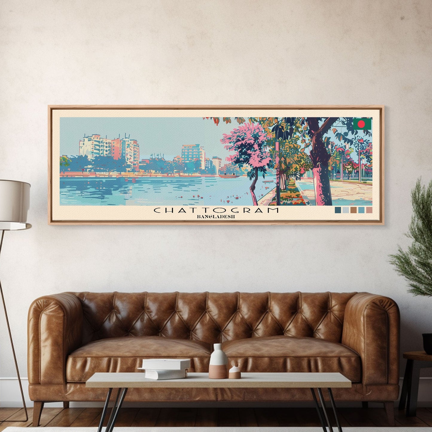 Chattogram, Bangladesh Panoramic Canvas Print, Chattogram, Bangladesh Painting, Bangladesh Art, Chattogram Travel Poster, Travel Art, Guest Room Painting