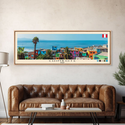 Chimbote, Peru Panoramic Canvas Print, Chimbote, Peru Painting, Peru Art, Chimbote Travel Poster, Travel Art, Housewarming Gift