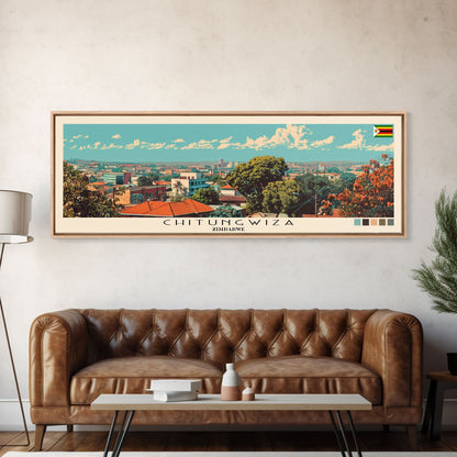 Chitungwiza, Zimbabwe Panoramic Canvas Print, Chitungwiza, Zimbabwe Painting, Zimbabwe Art, Chitungwiza Travel Poster, Travel Art, Vacation Gift