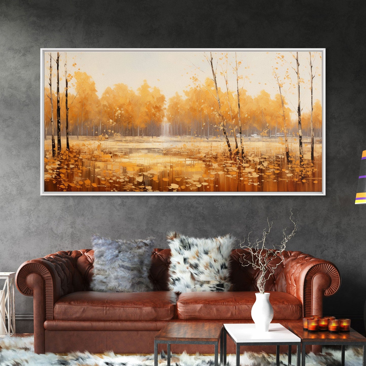 Fall Centerpiece Landscape Painting Canvas Print, Autumn Decor, Fall Centerpiece, Fall Home Decor, Fall Wall Decor, Fall Home Decor