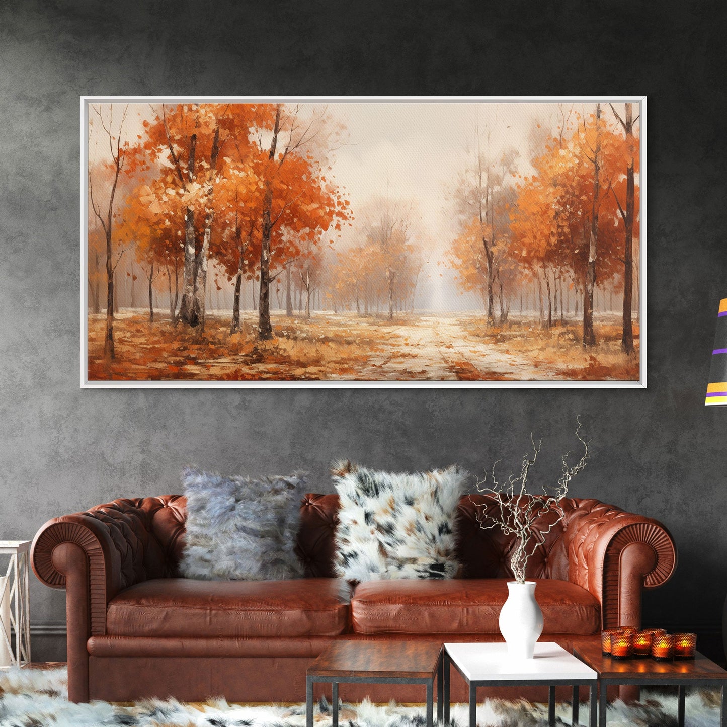 Seasonal Decor, Fall Centerpiece Landscape Painting Canvas Print, Autumn Decor, Fall Centerpiece, Fall Home Decor, Fall Farmhouse Wall Decor