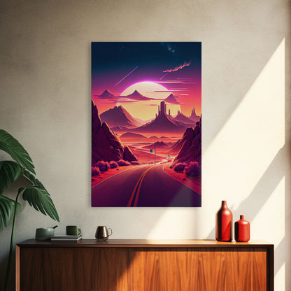 Apache Trail Scenic Drive, Framed Canvas Print, Roads of Arizona, retro style art