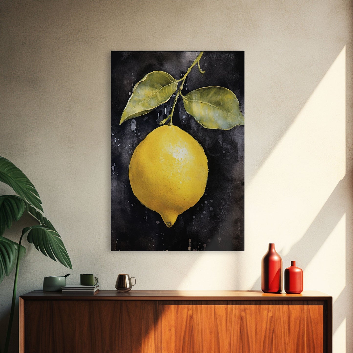 Lemon Wall Decor, Food Art, Fruit Wall Art, Kitchen Wall Art, Minimalist Wall Art, Wall Decor, Canvas Print, Wall Art, Framed Canvas Art
