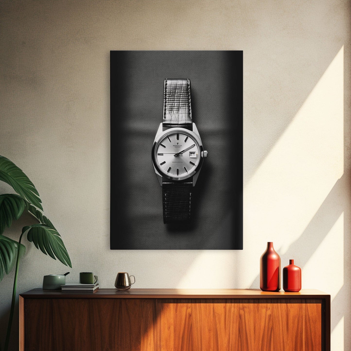 Classic Wrist Watch Wall Art, Watch Art, Watch Face, Black And White, Minimalist Print, Wall Decor, Canvas Print, Wall Art, Framed Canvas