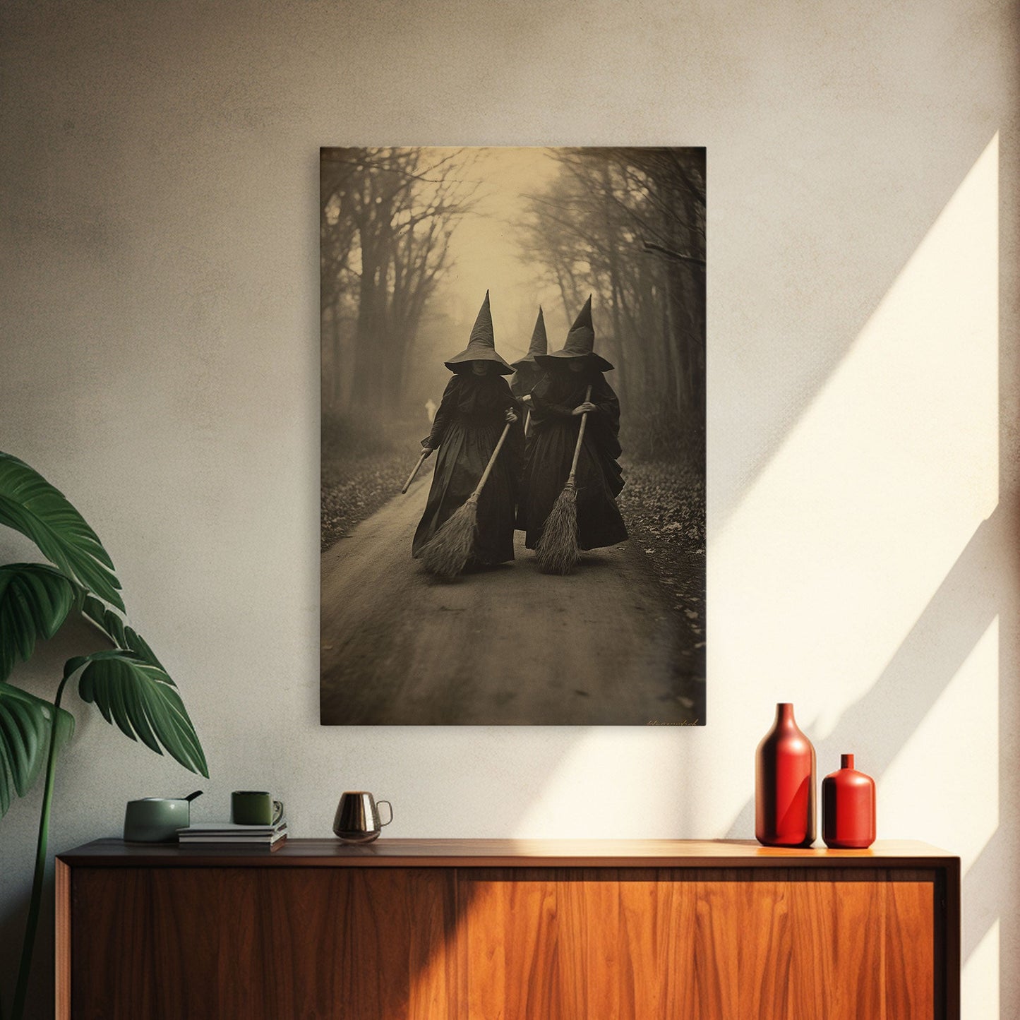 Black And White Art, Witch Wall Decor, Horror Art Print, Gothic Wall Art, Canvas Print, Wall Art, Vertical Print, Home Decor, Wall Decor