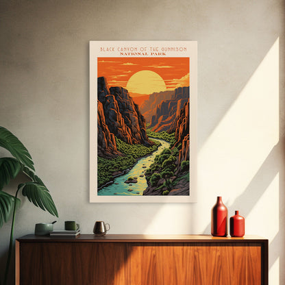 Black Canyon Of The Gunnison National Park Travel Poster Print, Canvas Print Wall Art, Colorado Travel Art, Midcentury Modern Travel Decor