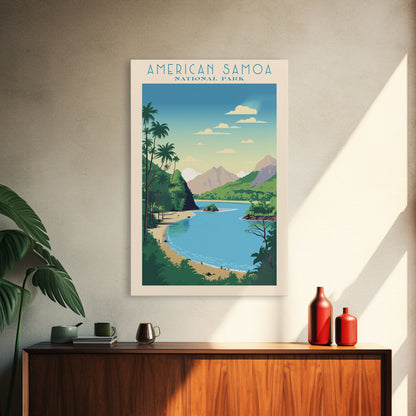 American Samoa National Park Vatia Travel Art, National Park Print, Minimalist Travel Art, Midcentury Modern Style Landscape Painting