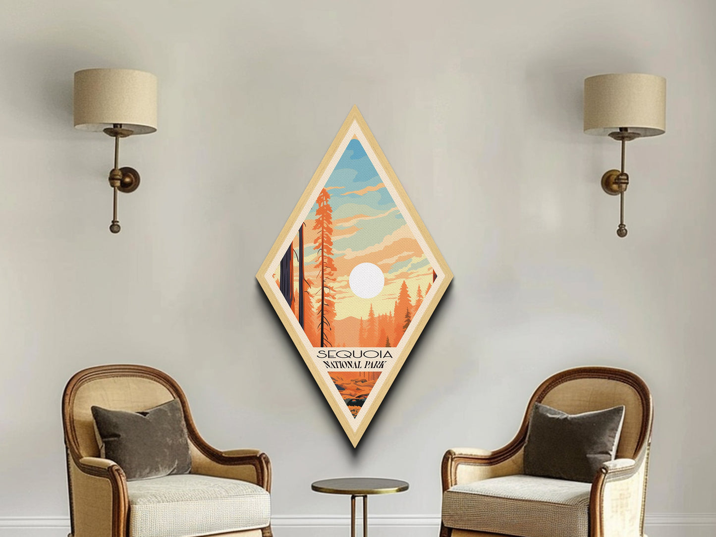 Retro Sequoia National Park Travel Poster Canvas Texture Print, Travel Decor Art, Midcentury Modern Decor California Travel Art