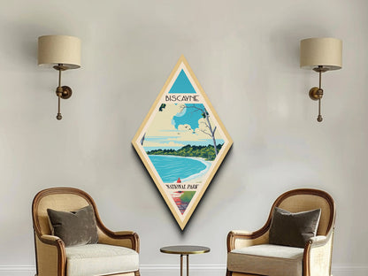 Biscayne National Park Diamond-Shaped Adventure Poster Wall Art Art Print, Canvas Wall Art, Travel Gift, Florida Travel Art