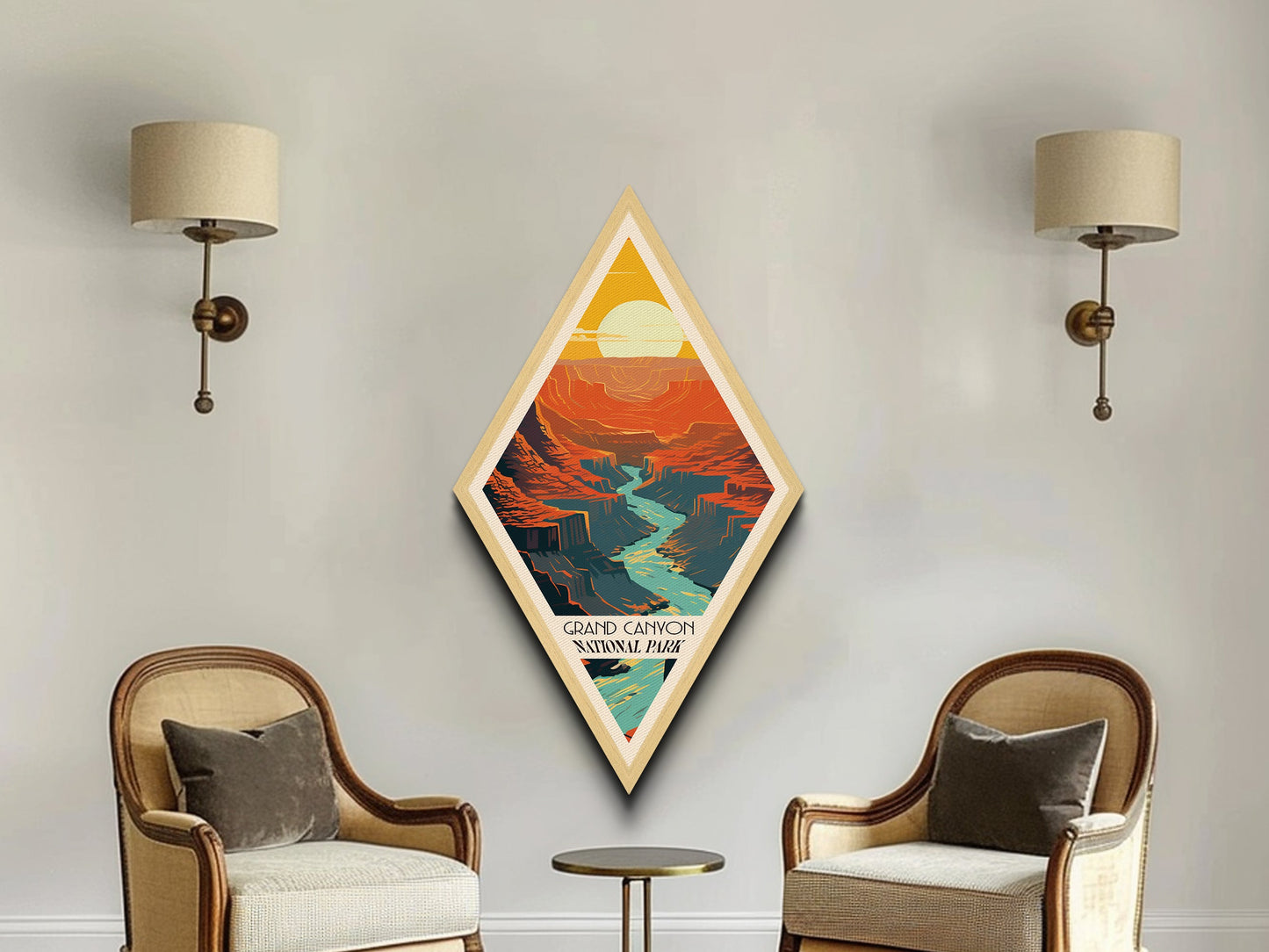 Retro-Reiseposter Grand Canyon Nationalpark, Leinwanddruck mit Struktur, Reisedeko-Kunst, Midcentury-Modern-Deko, Arizona-Reisekunst