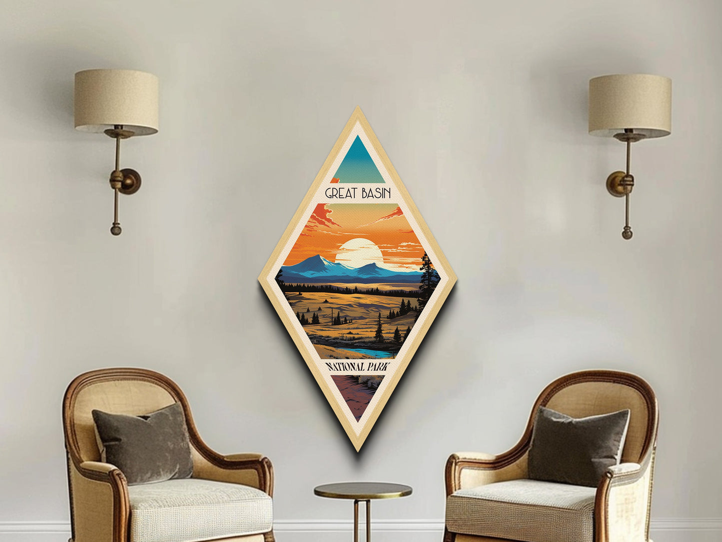 Great-Basin-Nationalpark – Diamantförmiges Reisemotiv – Kunstdruck, Leinwandbild, Reisegeschenk, Nevada-Reisemotiv