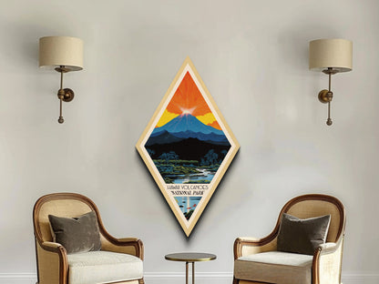 Retro Hawai'i Volcanoes National Park Travel Poster Canvas Texture Print, Travel Decor Art, Midcentury Modern Decor Hawaii Travel Art