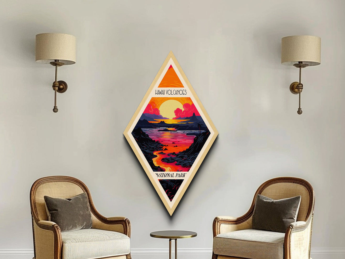 Retro-Poster „Hawaii Volcanoes National Park Adventure Poster Canvas Texture Print“, Reisedekor-Kunstwerk im Midcentury-Modern-Stil, Hawaii-Reisekunst