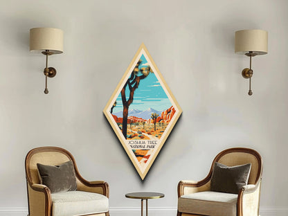 Retro-Reiseposter „Joshua Tree Nationalpark“ auf Leinwand, Reisedeko-Kunst, Midcentury-Modern-Deko, Kalifornien-Reisekunst