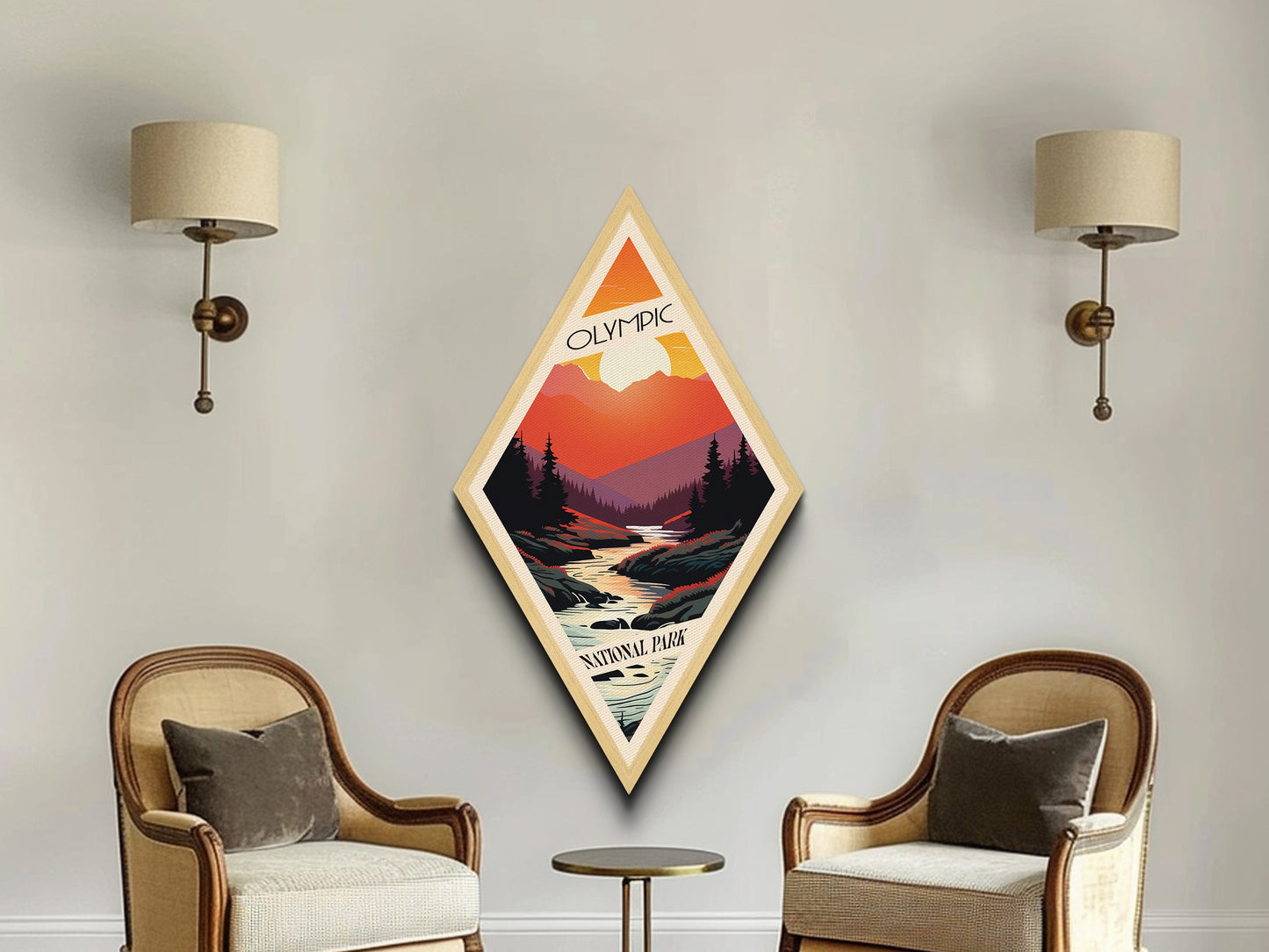 Retro Olympic National Park Adventure Poster Wall Art Texture Print, Travel Decor Artwork, Midcentury Modern Decor Washington Travel Art