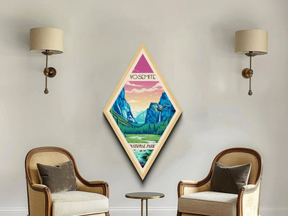 Yosemite National Park Travel Poster Wall Artwork Texture Print, Travel Decor Art, Midcentury Modern Retro Decor California Travel Art