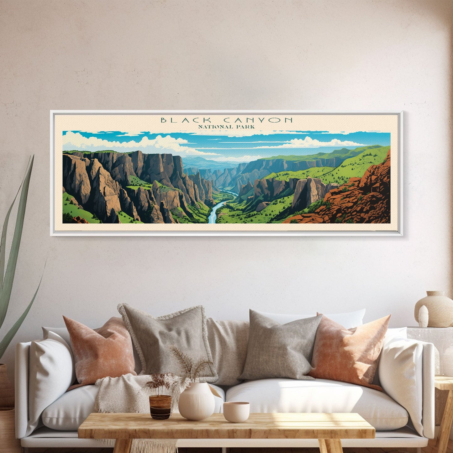 Black Canyon Of The Gunnison National Park, Panoramic Colorado Travel Art, National Park Print, Minimalist Travel Art, Midcentury Modern