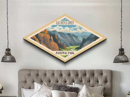 Black Canyon of the Gunnison Diamond Shaped Travel Poster Art Canvas Art Print, Canvas Wall Art, Travel Gift, Colorado Travel Art