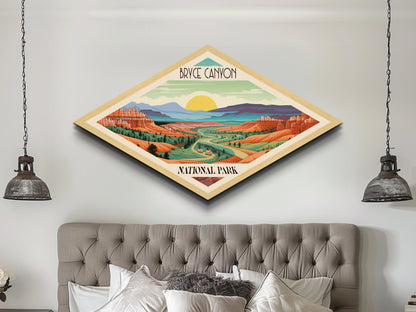 Bryce Canyon National Park Diamond Shaped Travel Poster Art Canvas Art Print, Canvas Wall Art, Travel Gift, Utah Travel Art