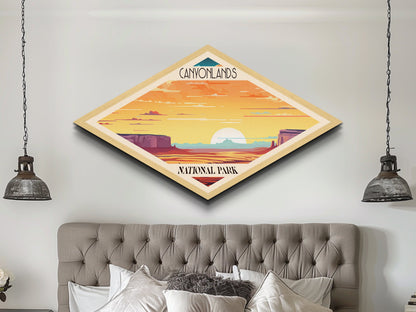 Retro-Reiseposter zum Canyonlands-Nationalpark, Leinwanddruck mit Struktur, Reisedeko, Midcentury-Modern-Deko, Utah-Reisekunst