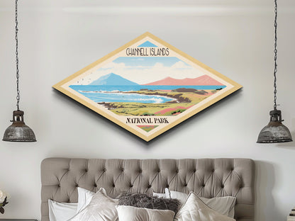 Channel Islands National Park Diamond Shaped Travel Poster Art Canvas Art Print, Canvas Wall Art, Travel Gift, California Travel Art