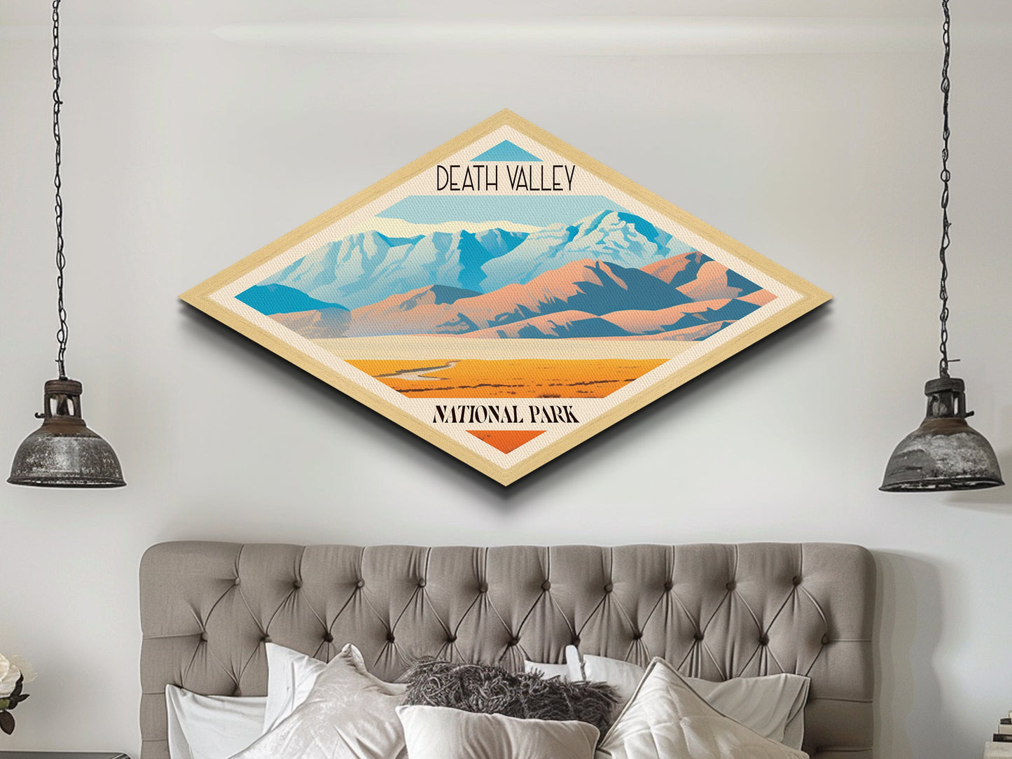 Reiseposter „Death Valley Nationalpark“ in Diamantform, Kunstdruck auf Leinwand, Wandbild, Reisegeschenk, Kalifornien-Reisemotiv