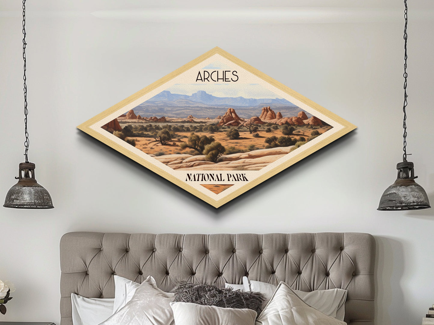 Arches National Park Travel Poster Canvas Texture Print, Travel Decor, Midcentury Modern Retro Decor Utah Landscape