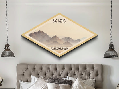 Big Bend National Park Travel Poster Canvas Texture Print, Travel Decor, Midcentury Modern Retro Decor Texas Landscape